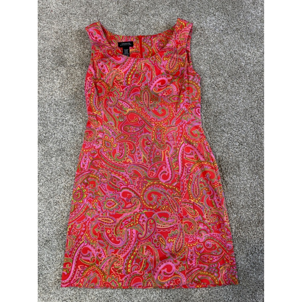 Jones‎ New York Signature Red Paisley Sleeveless Sheath Dress Size 4